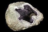 Purple Amethyst Geode With Calcite Crystal - Uruguay #83741-1